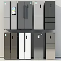 Modern Refrigerators and Freezers with Various Styles Different Colors Neatly Arranged