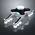 Industrial Mechanical Device Featuring Black White Design Multiple Support Legs And Circular Top 3d model