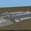 Modern Large Scale Industrial Factory With Multiple Buildings Near Coastal Grassland