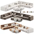 Comfortable Modern Sectional Sofa in Various Colors with Cushions and Ottoman