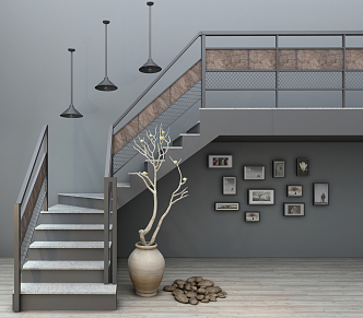 INDUSTRIAL LOFT STAIRS 3d model