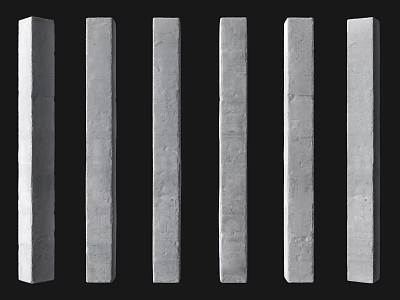 Six Gray Stone Roman Columns Neatly Arranged On Black Background 3d model