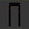 Dark Wood Classic Side Table With Four Column Legs And Square Top Design
