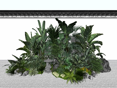 New Chinese style landscape sketch plant shrub landscape sketch courtyard landscape 3d model