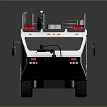 White Modern Fire Truck With Roof Ladder And Red Warning Lights