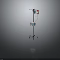 Medical IV Stand Equipment With Red Fluid Bag And Control Panel