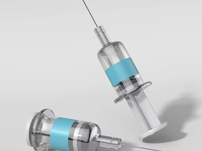 Medical Syringe Transparent Body With Blue Label For Medical Use 3d model