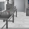 Sturdy Laboratory Furniture Setup With Metal Workbench Microscope And Storage Cabinets