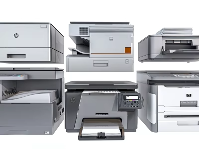 Various HP Printer Models Including Multifunction Laser And Office Printing Devices 3d model