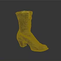 Classic Tan Leather Lace Up Boot With Mid Block Heel And Vintage Design