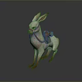 Fantasy Game Movie Rabbit Character With Pink Ears White Body And Decorative Design