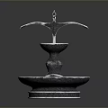 Decorative Architectural Water Fountain with Bird Shaped Spout and Circular Base Design
