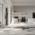 Modern Living Room Interior Design With Open Layout White Sofa Coffee Table And Green Plant