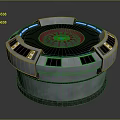 Futuristic Circular Control Panel With Blue LED Lights And Digital Displays 3d model