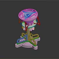 Futuristic Mechanical Device Structure With Blue Glowing Circular Top And Metallic Base
