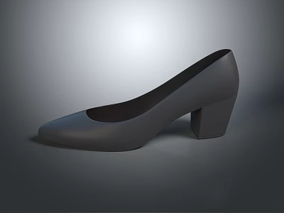 Gray High Heels with Square Toe and Block Heel Elegant Fashionable Footwear for Women 3d model
