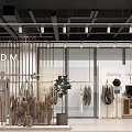 Modern Clothing Store Interior Design With Fashion Displays Mannequins Pendant Lights And Decorative Plants