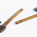 Vintage Axes as Weapons with Rusted Metal Heads and Worn Wooden Handles
