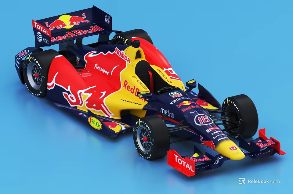 Red Bull Racing Car with Red Blue Yellow Livery and Aerodynamic Features 3d model 