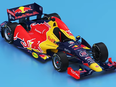 Red Bull Racing Car with Red Blue Yellow Livery and Aerodynamic Features 3d model