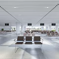 Spacious Modern Service Hall Interior With Striped Ceiling Columns Waiting Seats And Windows 3d model