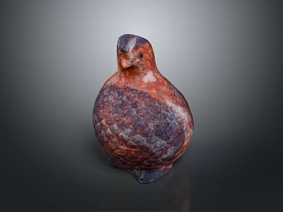 Decorative Bird Sculpture With Red And Purple Textured Surface And Rounded Shape 3d model
