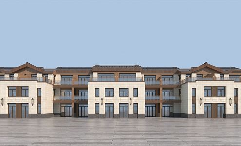 New Chinese Townhouse Villa 3d model