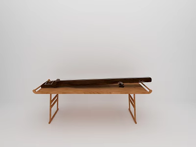 Elegant Milk Tea Shop Serving Tray With Wooden Rectangular Design And Metal Stand 3d model