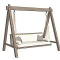Comfortable Indoor Swing Chair With Wooden Frame And White Cushion