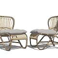 Elegant Rattan Outdoor Foldable Chairs With Soft Gray Cushions For Garden Patio