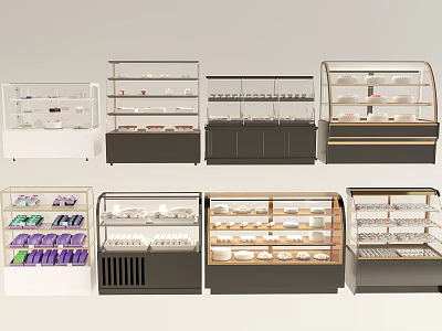 Various Styles Retail Display Cases With Glass Doors And Multiple Shelves 3d model