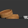 Steamed Buns In Bamboo Steamer With Chopsticks And Soy Sauce Dish