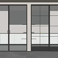 Modern Interior With Sleek Black Frame Sliding Doors And White Cabinets