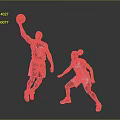 Dynamic Action Basketball Players In Black And White Jerseys With Number 30 And Basketball