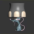 Cute Unique Decorative Lamp With Gray Lampshade Blue Mouse White Ears Pink Nose