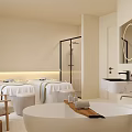 Modern Minimal Cream Tone Beauty Salon Interior Design With Comfortable Manicure And Hair Care Spaces