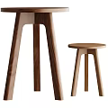 Minimalist Wooden Stools With Three Legs And Solid Wood Structure In Different Sizes 3d model