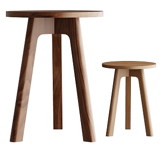 Modern solid wood stool 3d model