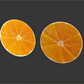 Two Fresh Ripe Orange Slices on Black Background with Clear Reflection