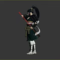 Woman With Black Hair In Traditional Outfit Holding Red Staff In Combat Pose