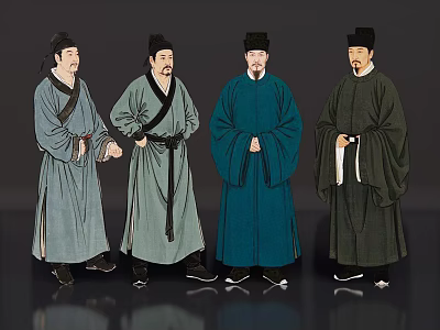 2D Ancient Chinese Ink Character Virtual Character Ancient Painting Character Song Dynasty Scholar-official Classical Ink Character Ancient Chinese Ink Man 3d model
