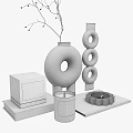 Modern Minimalist Decorative Ornament Set With Black Vase Circular Ornaments Dior Box Candle And Magazine