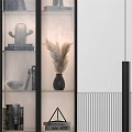 Elegant Modern Luxury Cabinet With Black Frame Glass Doors And Decorative Items