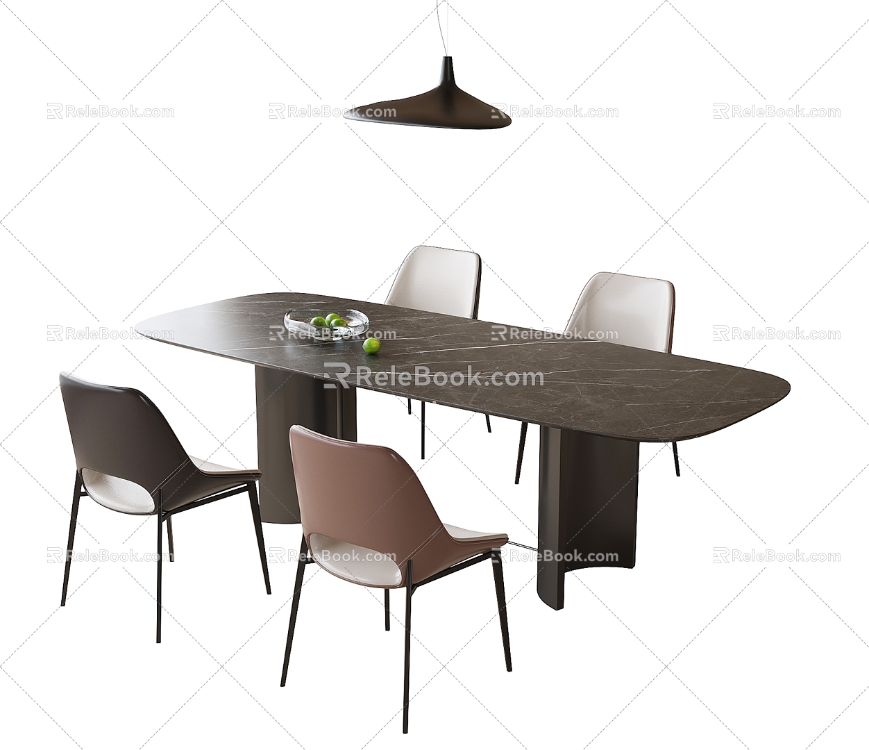 Modern Dining Table and Chair Combination Dining Chair Single Chair 3d model