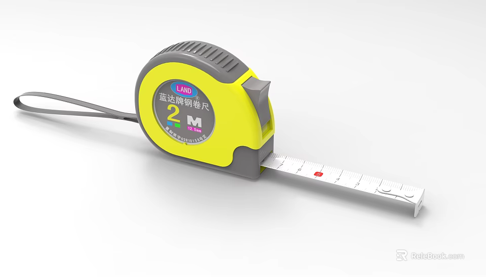 Practical 2 Meters Precision Hardware Tool Retractable Tape Measure with Yellow and Gray Steel Blade 3d model 