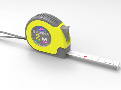 Practical 2 Meters Precision Hardware Tool Retractable Tape Measure with Yellow and Gray Steel Blade 3d model