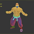 Muscular Bald Game Character With Green Sunglasses White Beard White Belt And Blue Pants