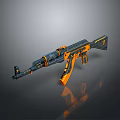 Modern Orange And Black Tactical Rifle With Futuristic Design And Ergonomic Features