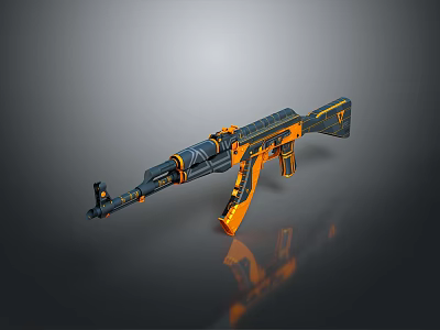 Modern Orange And Black Tactical Rifle With Futuristic Design And Ergonomic Features 3d model