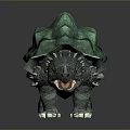 Fantasy Character Design Of Mythical Turtle With Green Rocky Shell Spikes Red Eyes Open Mouth
